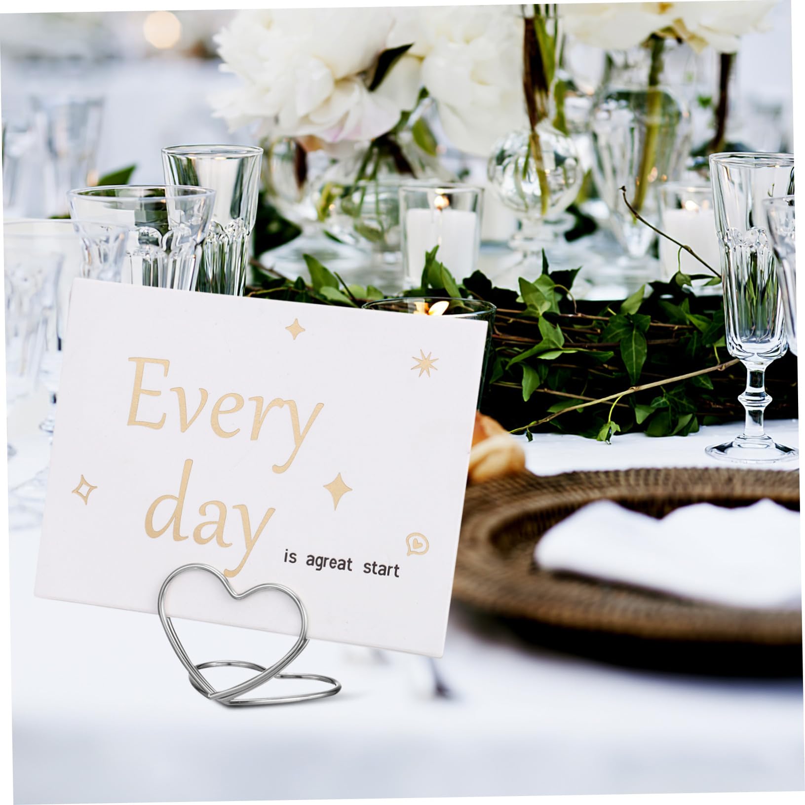 48 Stück Teiliges Herzförmige Tischkartenhalter aus Robustem Carbonstahl Doppeltes Design für Stabile Fotohalter und Tischnummernständer Eleganter Memohalter für Hochzeit Party