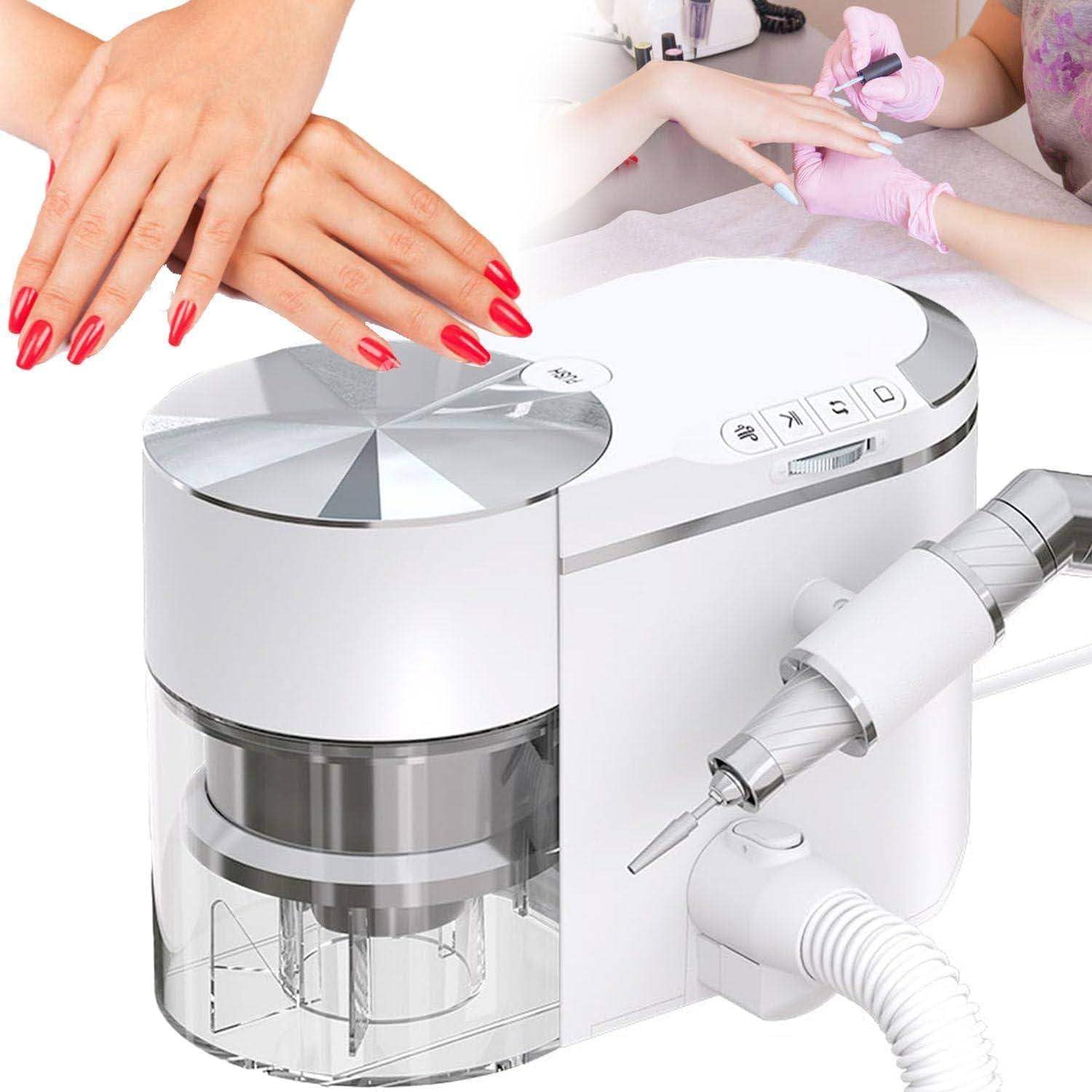 Aspiratore per Unghie, Trapano per Unghie Professionale E Aspiratore per Polvere 2 in 1, Lucidatrice Portatile Con Tubo Di Prolunga, Aspirazione Regolabile, per Manicure/Pedicure in Salone E a Casa