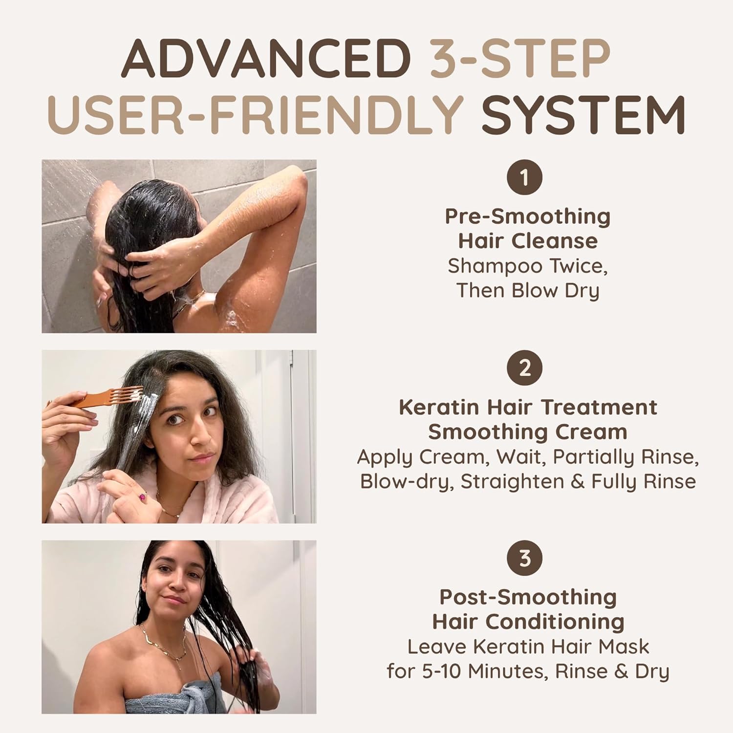 VITAMINS hair cosmetics Keratin Hair Treatment Straightening Kit - Salon Like at Home Keratin Treatment Formaldehyde Free - Hair Smoothing, Nourishing & Revitalizing 3-Step System - Image 6