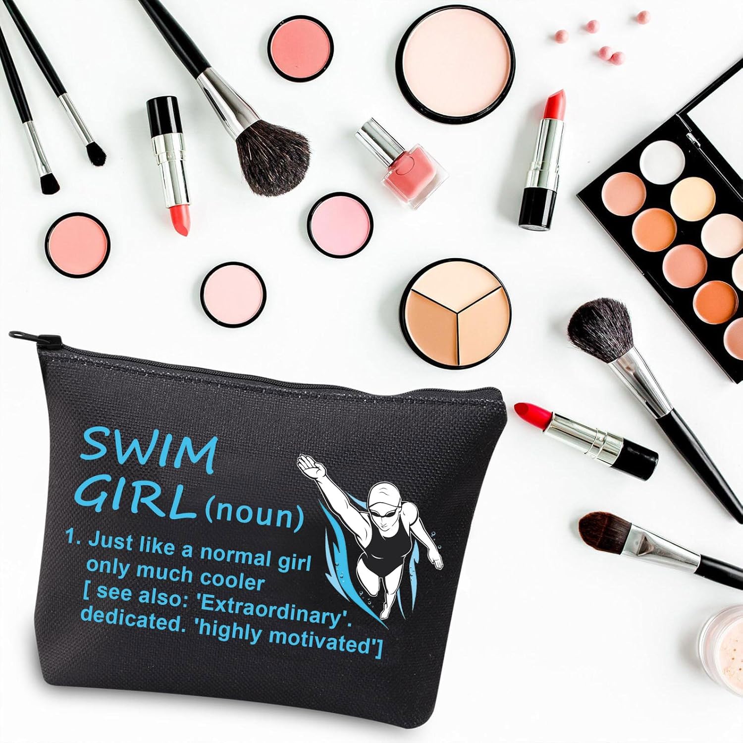 BDPWSS Swimming Makeup Bag Swim Lover Gift Swimming Team Gift Swim Girl Only Cooler Definition Swimmers Cosmetic Bag (Swim girl defin BL) - Image 3