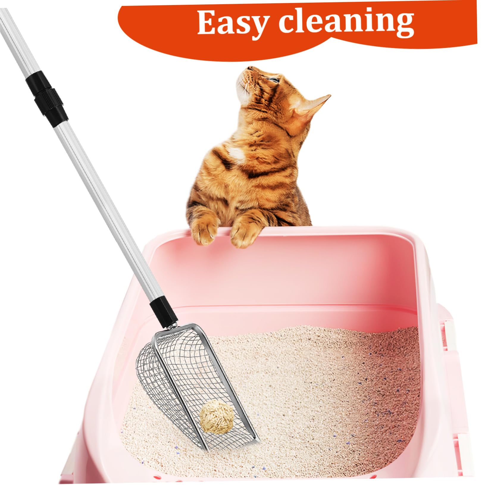 TOYANDONA 2 Pièces Pelle à Litière pour Chat avec Poignée et Maillage Dense Outil de Nettoyage pour Boîte à Litière Noir