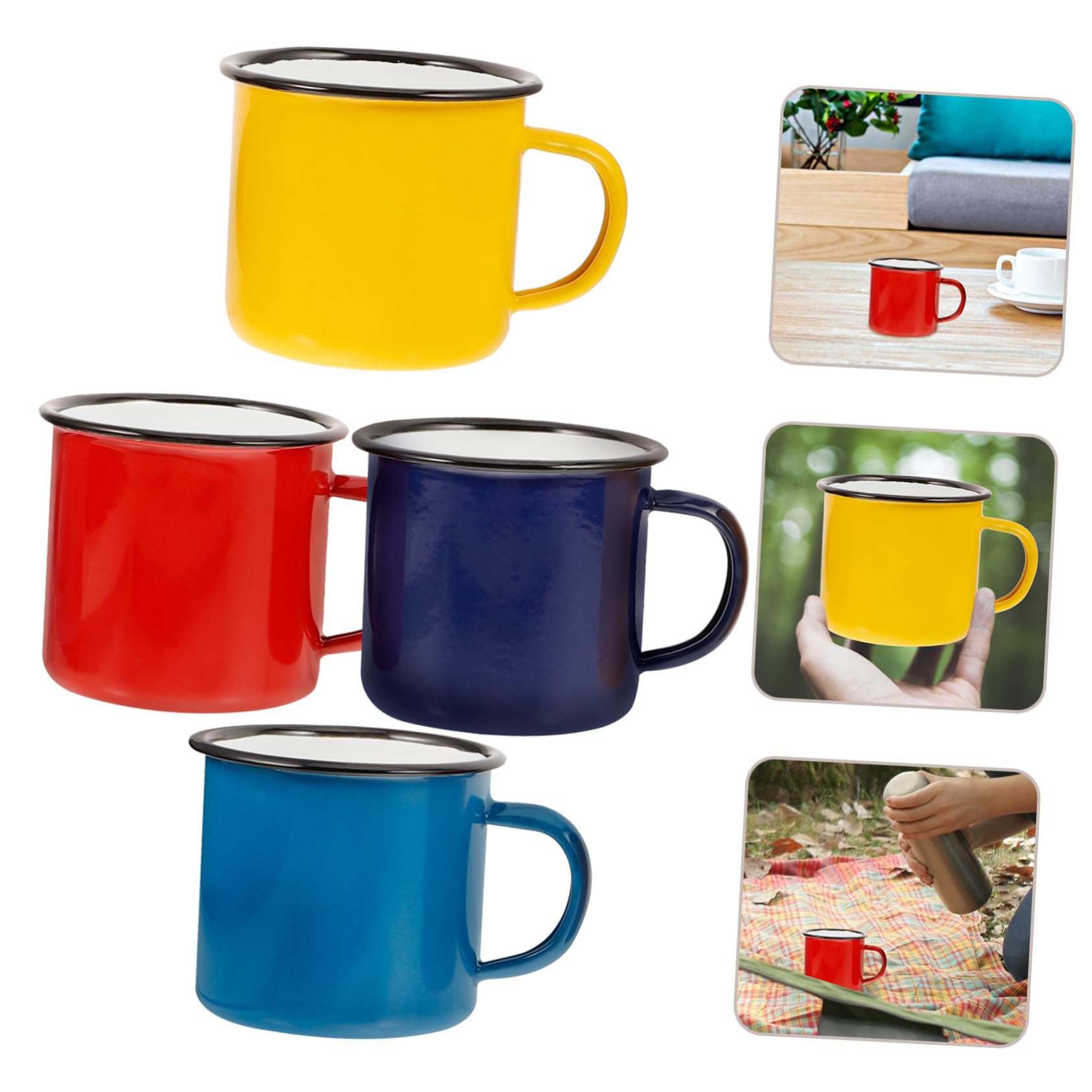 Toyvian 4stücke Emaille Wiederverwendbare Campingbecher für Tee Kaffee Heißgetränke Bruchfest Retro Design