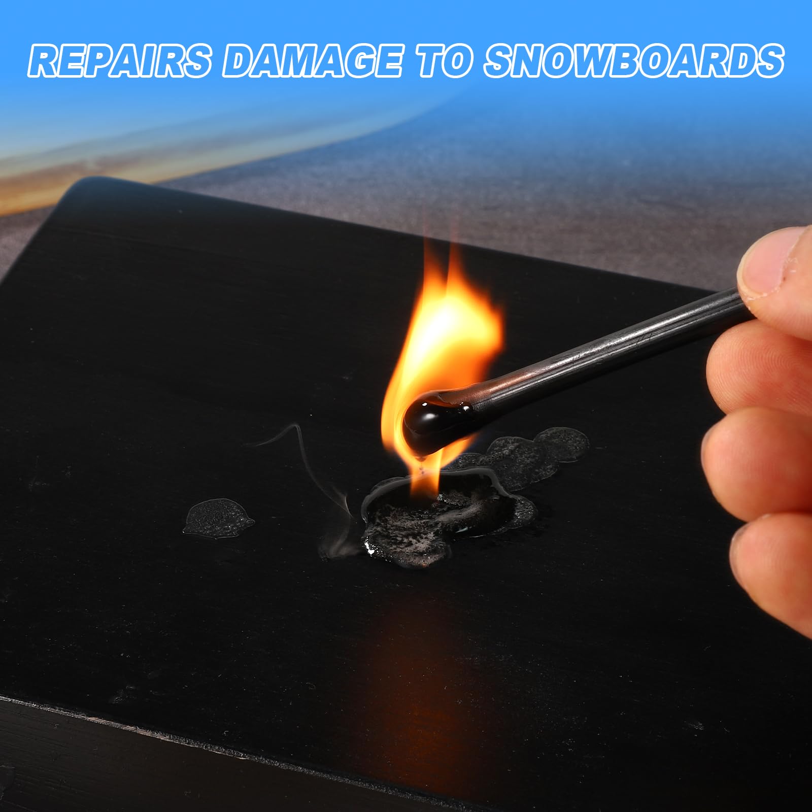 8pcs Snowboard Repair Kit, 6mm Ptex Stick P-Tex Base Filler Candle With 4 Structure Sandpaper Ski Repair Wax For Protecting Ski Tuning And Snowboard White - View #10