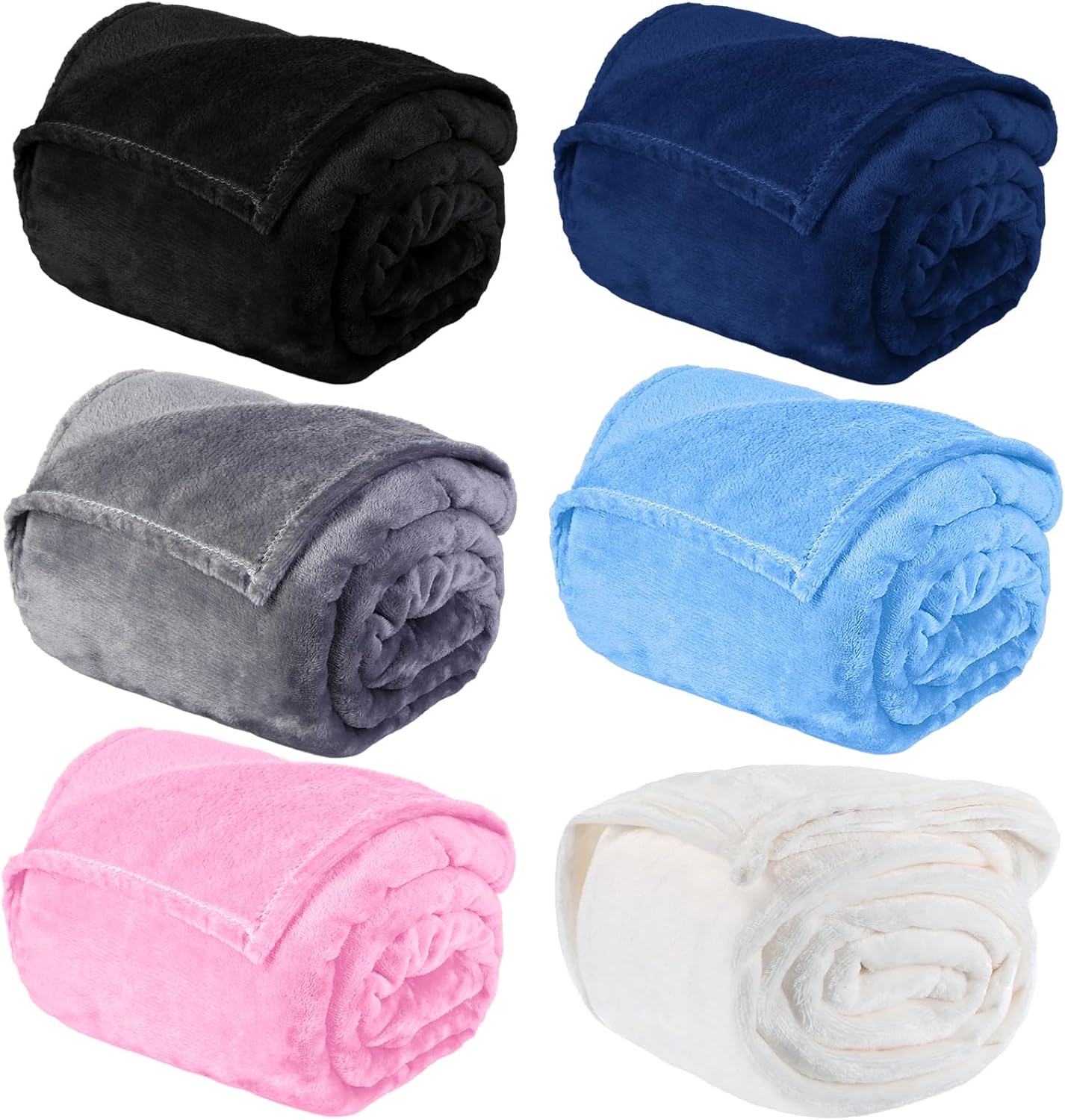 Peryiter 6 Pcs Fleece Throw Blanket Bulk 50'' x 60'' Cozy Throw Blankets for Homeless Women Men Sofa Plush Soft and Breathable Lightweight Blankets for Couch Bed Office Homes (Multi-Color)