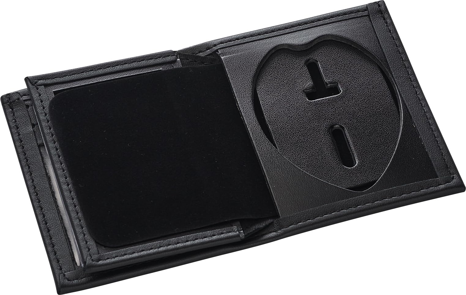 Perfect Fit Shield Wallets Large Shield with Eagle Top Hidden Badge Bi-Fold Wallet (Cutout PF-15) Black Leather