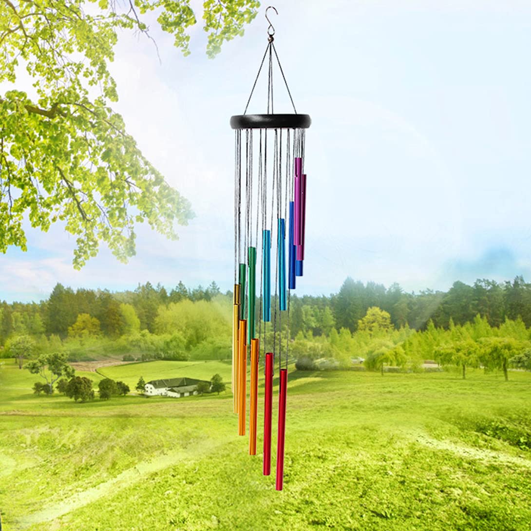 Campanelli A Vento,Carillon Vento,Scacciapensieri Da Esterno Con 6 Tubi, Scacciaspiriti In Legno Per Esterni,per Esterno, Giardino, Patio