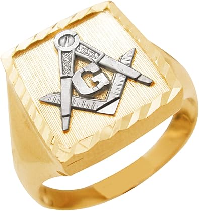 Mens 10K Yellow Gold Masonic Ring Freemason