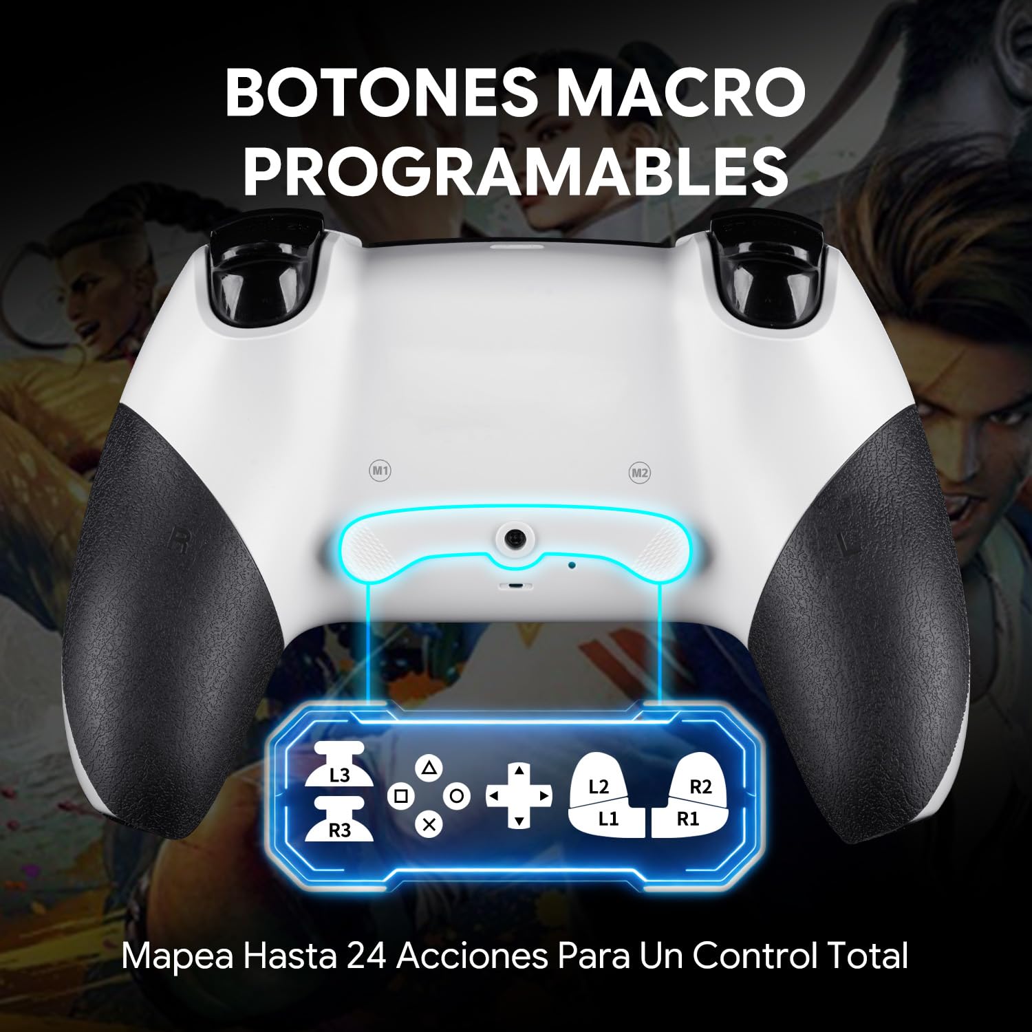 NITHO EVOLUTION Mando Inalámbrico Compatible con PS5 Pro/Slim, PC, iOS y Android, Gamepad con Joysticks Hall Effect, Doble Vibración, Macro, Turbo, Sensor de Movimiento de 6 Ejes y Panel Táctil