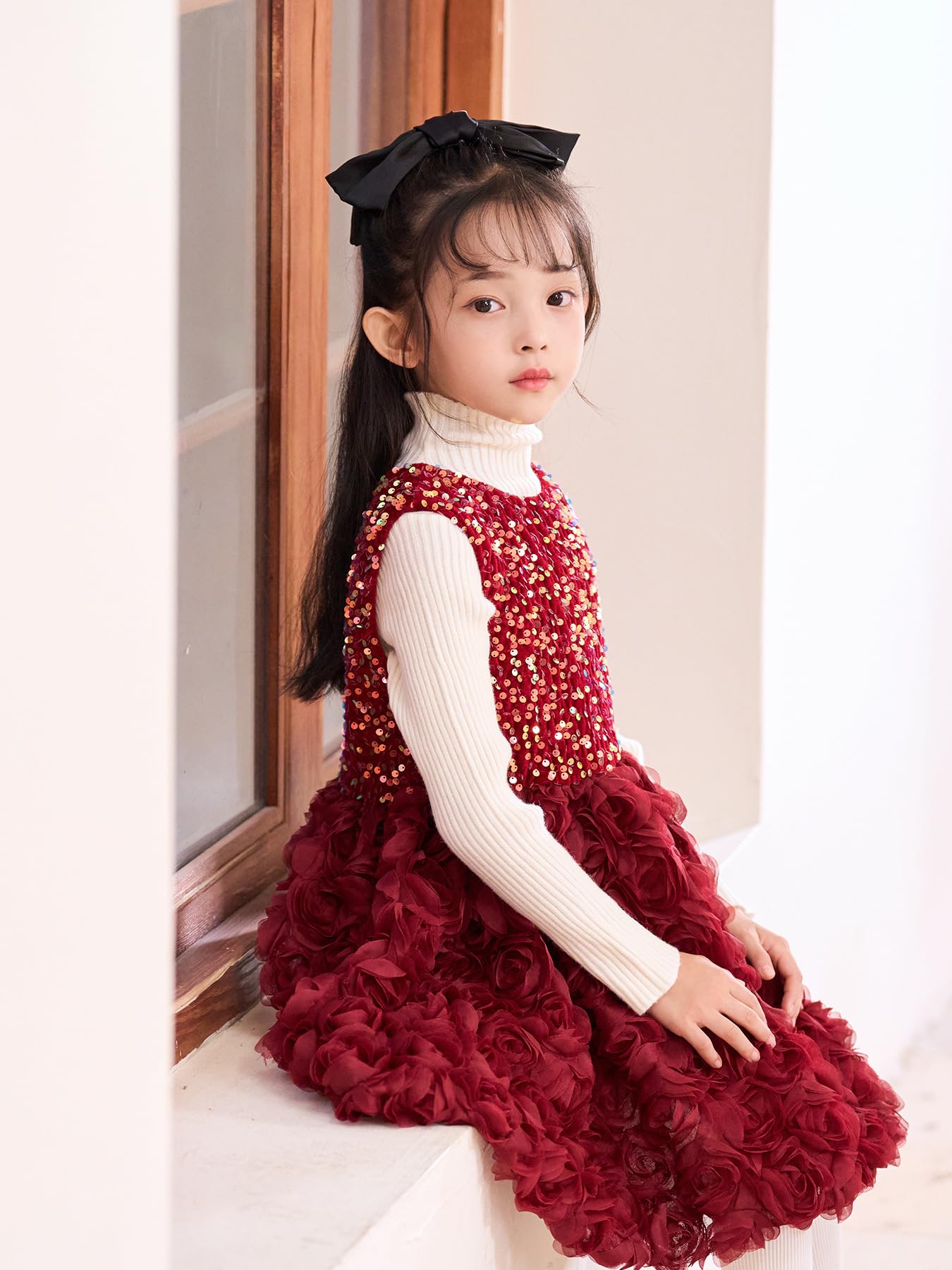 Kinder Baby Mädchen Prinzessin Partykleid ärmellos Pailletten Tank Blumen Tüllkleid Geburtstagspartykleid