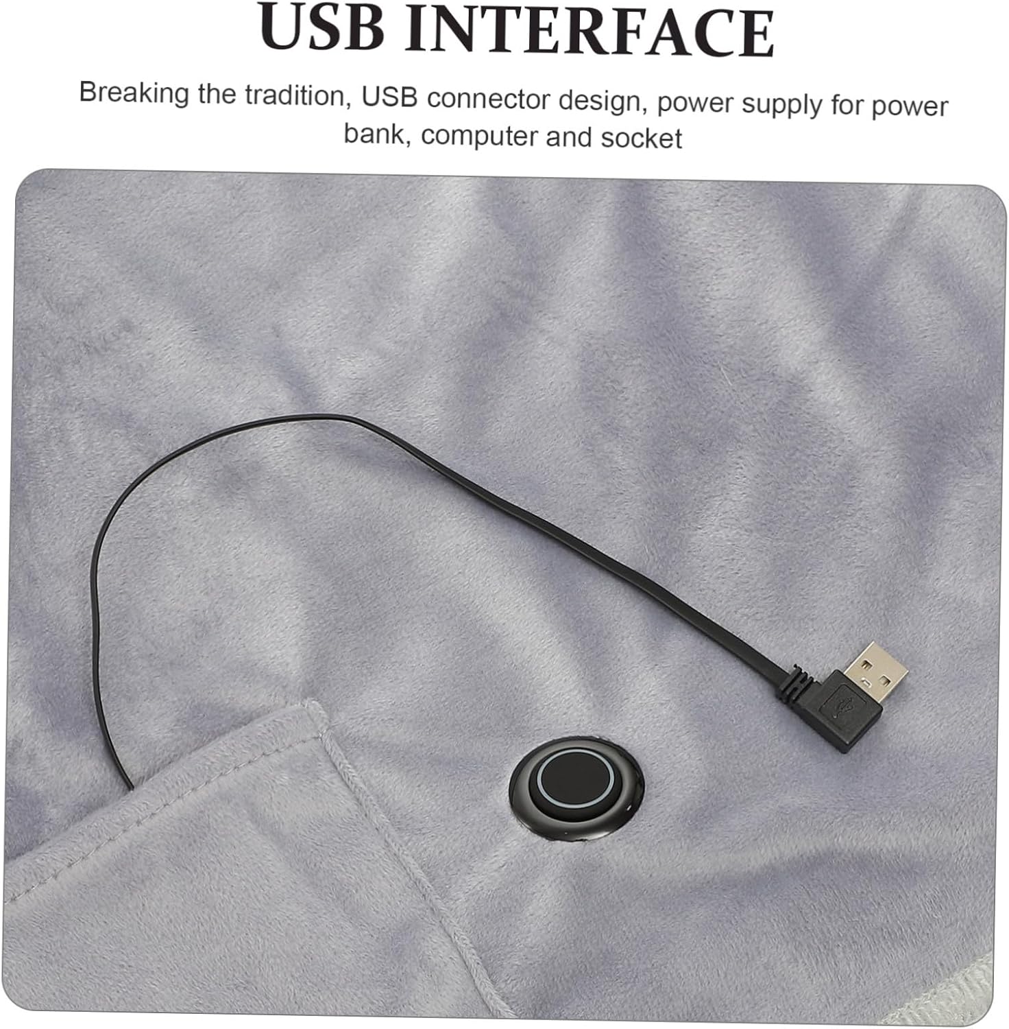 USB Electric Heated Blanket Wearable and Washable Warming Throw for Office and Home Use Portable Low Voltage Heating Shawl in Gray Fast Heating and