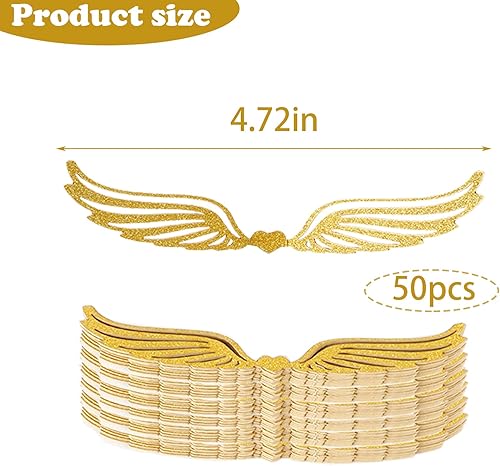 Miniatura 5 de 50 piezas de alas doradas de chocolate, decoración de mago, decoración de chocolate, alas huecas, decoración de cupcakes con punto de pegamento para