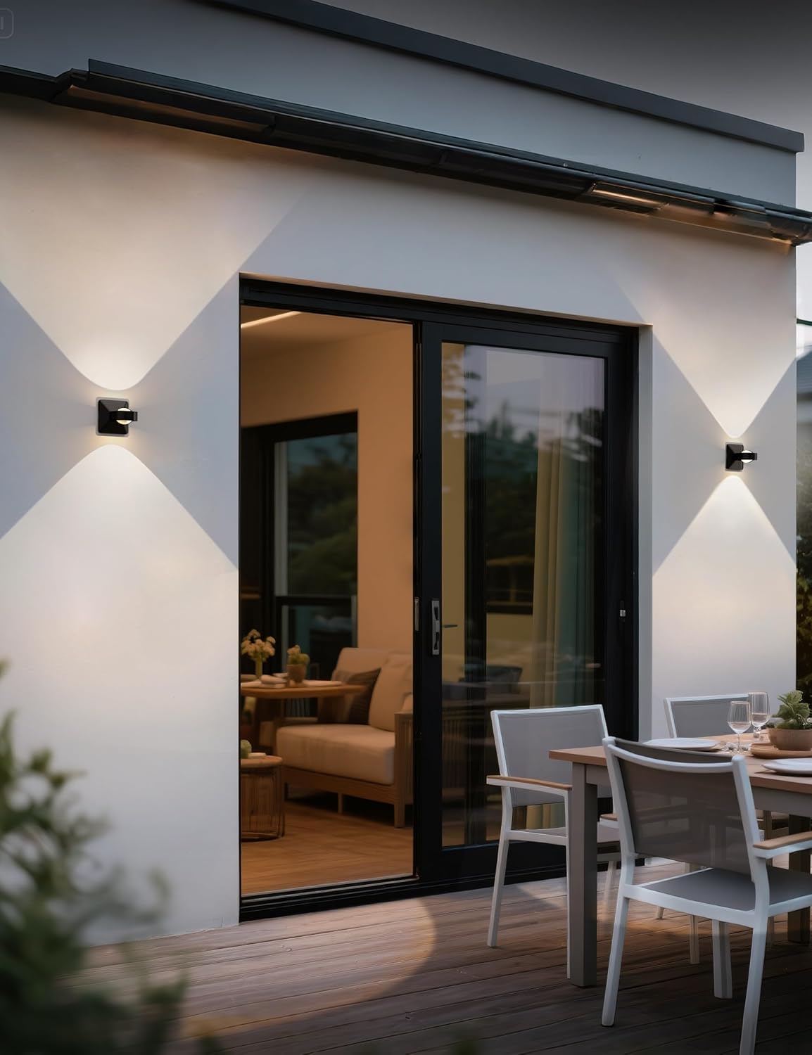 Tubicen Exterior Wall Light Modern Outdoor Light Fixture Dimmable IP65 Waterproof Up Down Lights Hardwired 8W Bright LED Black Exterior Wall Sconces for Porch Patio Front Door Garage 3000K