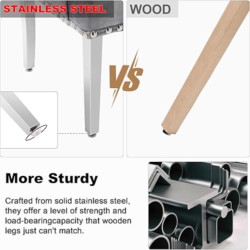 Miniatura 12 de LOULENS Lujosas sillas de comedor de terciopelo, modernas sillas de comedor tapizadas copetudas, reposabrazos con patas de acero inoxidable para