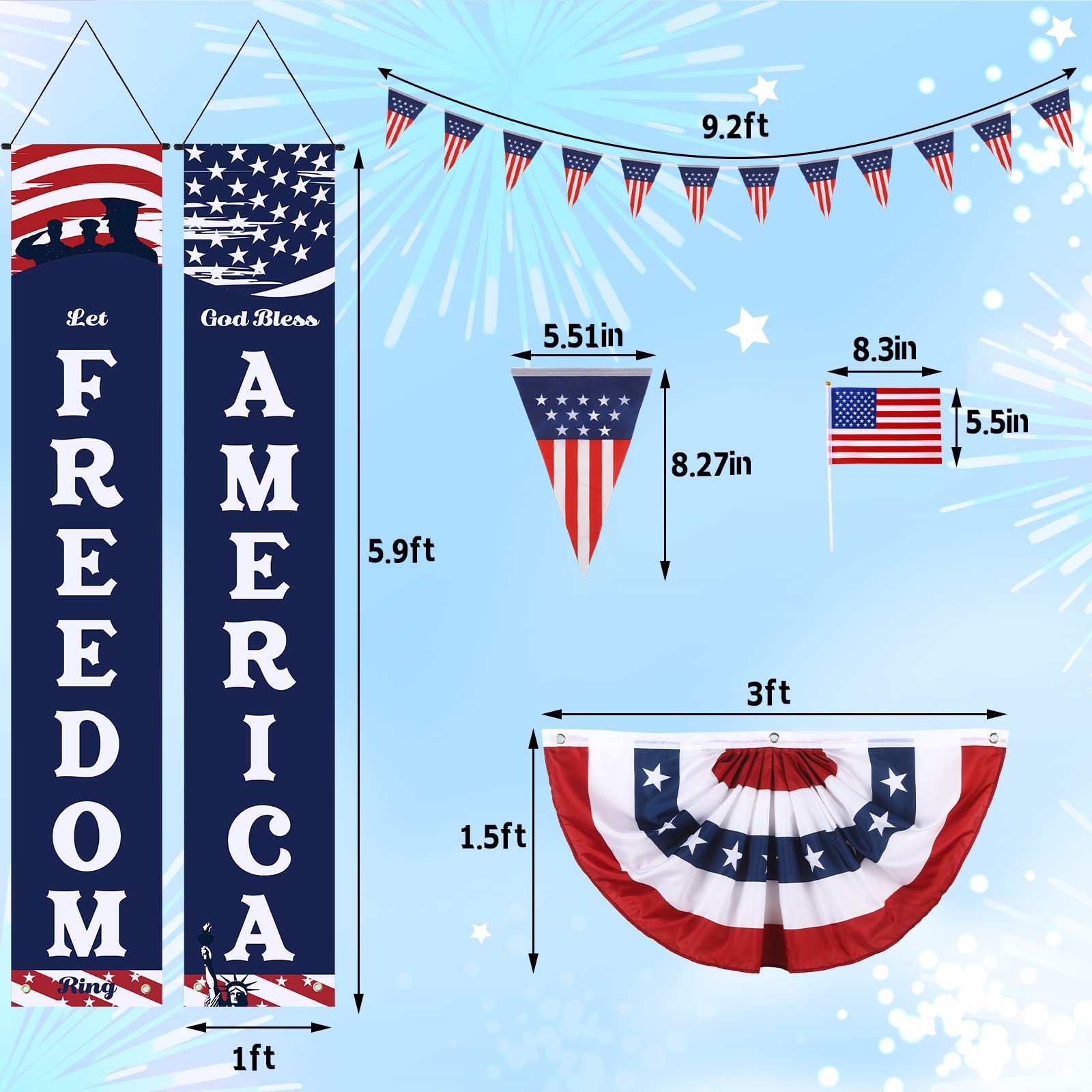 American Flag Bunting Banner - 25-Pack Half Fan Flags For 4th Of July Decor - View #6