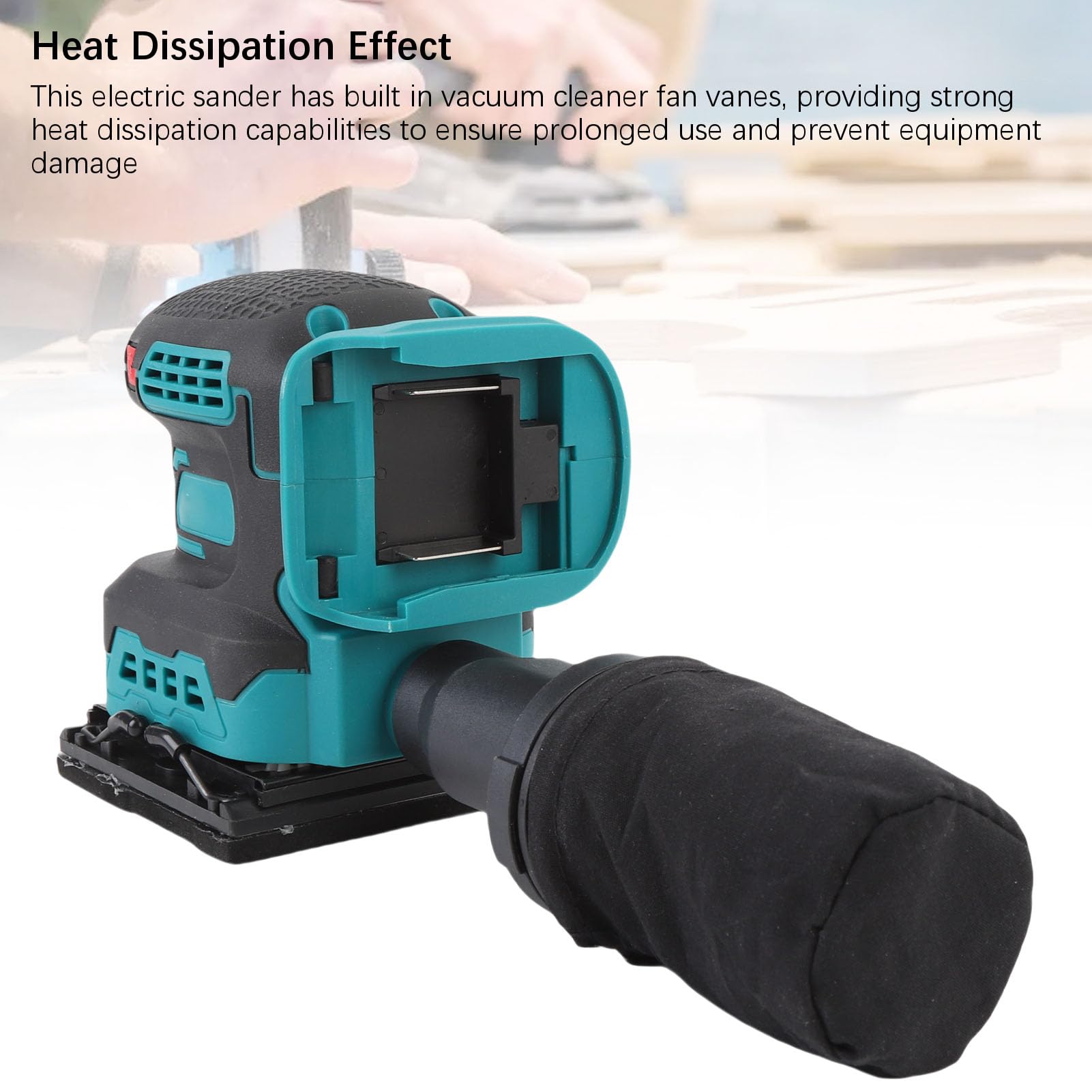 Cryfokt Lijadora Orbital Aleatoria Eléctrica, 8000 a 12000 Rpm Máquina Lijadora Orbital Eléctrica Inalámbrica de Velocidad Variable con Mango Ergonómico, 15 Papeles de Lija