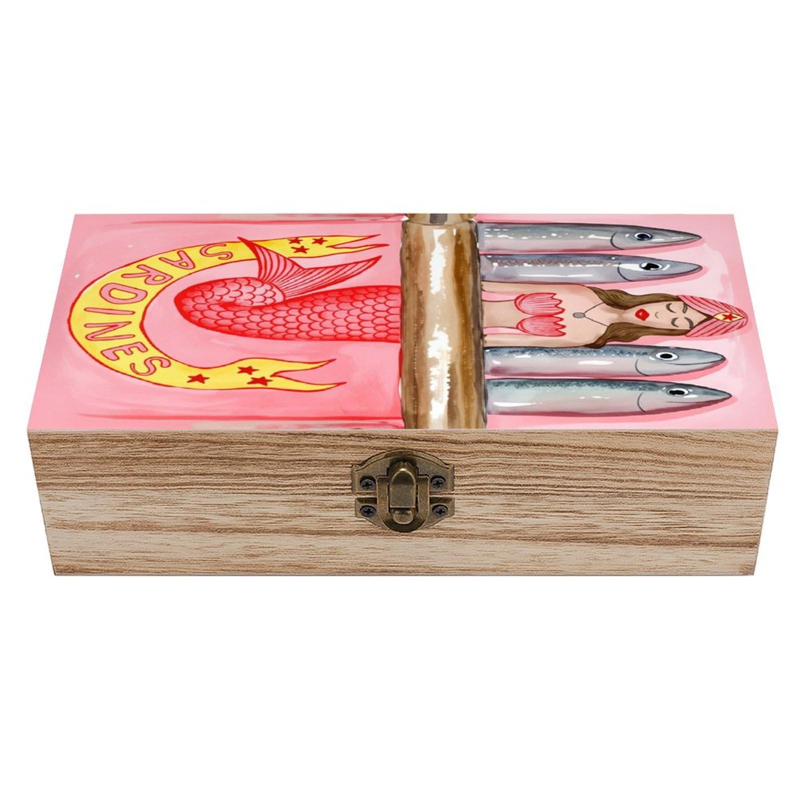 asbwuo Mermaid Sardine Vintage Wooden Keepsake Box