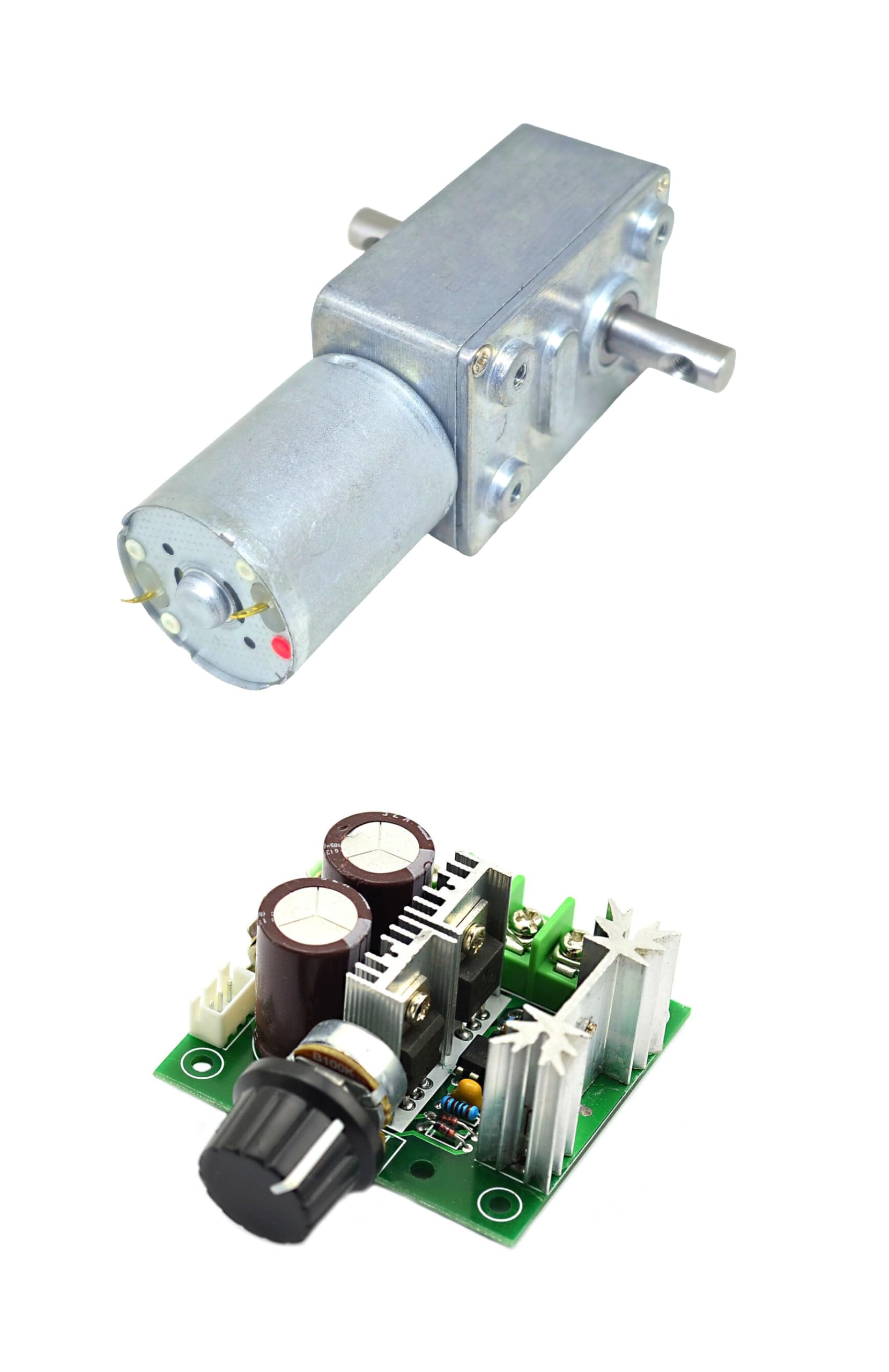 INVENTO 1pcs 6V - 12V 15 Kg-cm 10 RPM DC Motor Dual Shaft Worm Geared Gearbox High Torque with 12V - 40V 10A PWM DC Motor Variable Speed Controller-image-42