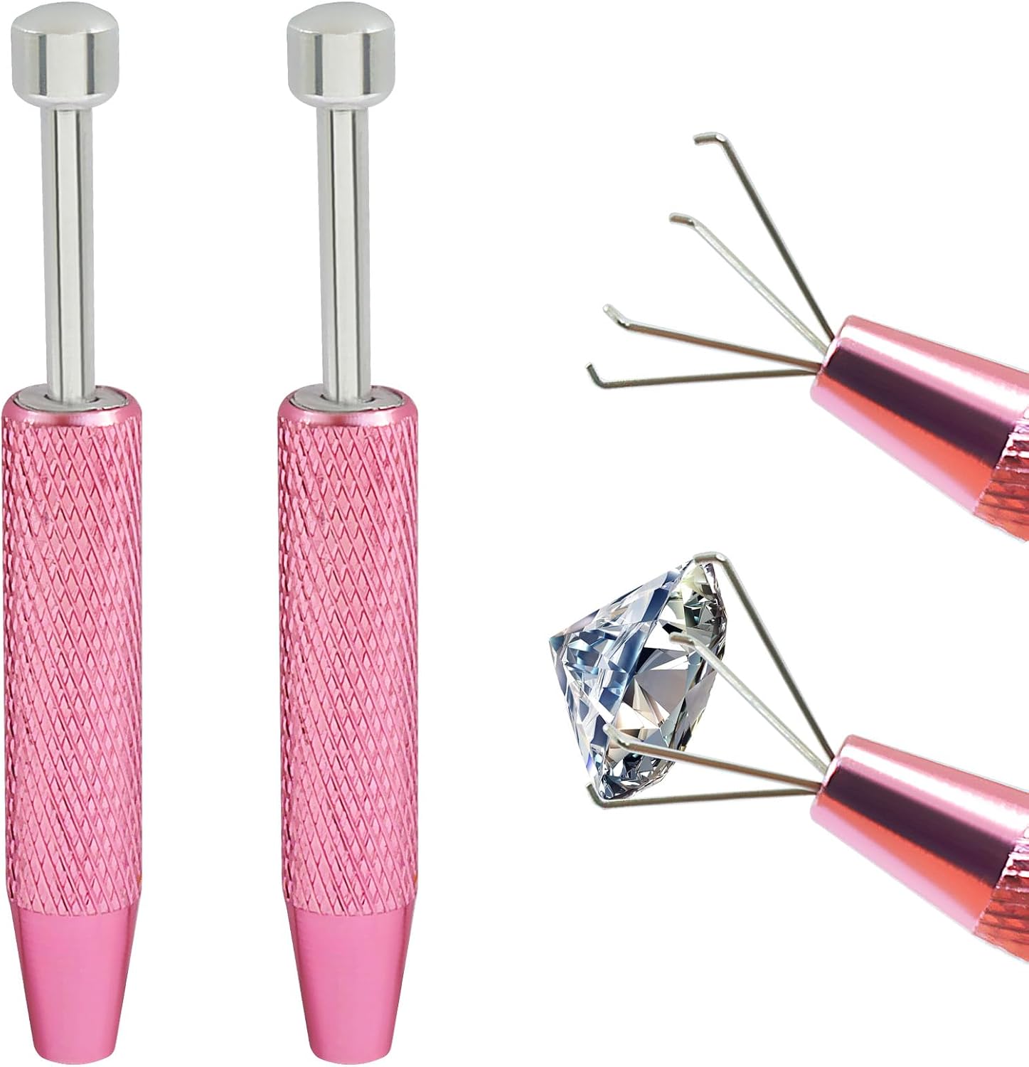 2 Packc Pink 4 Claw Stainless Steel Ball Grabber Tool