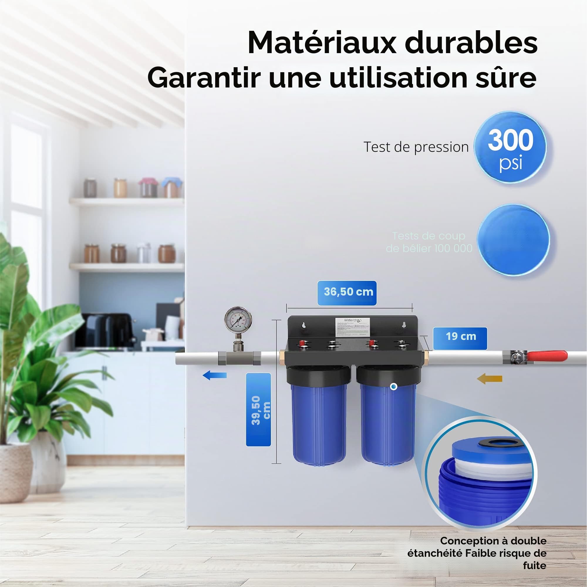 Waterdrop WHF21-PG Système de Filtration d'Eau pour Toute la Maison