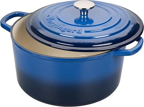 Miniatura 4 de Olla de horno holandés de hierro fundido esmaltado con tapa, para hornear pan de masa madre, hornos holandeses redondos, 4.5 cuartos de galón, azul