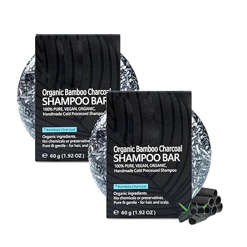 Miniatura 5 de Barra inversa para el cabello, jabón de champú de carbón de bambú orgánico, barra de champú para oscurecer el cabello (2 piezas)