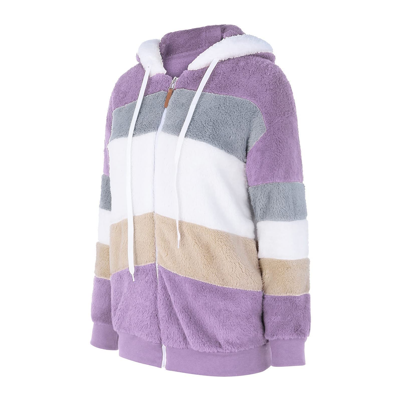 Fleecejacke Damen Mit Kapuze Wintermantel Teddy Mantel Teddyfleece Jacke