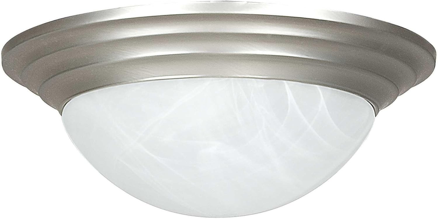 F7166-53 Flush Mount with Twist on Faux Alabaster Glass, Satin Nickel Finish