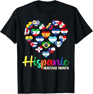 Happy National Hispanic Heritage Month All Countries Heart T-Shirt