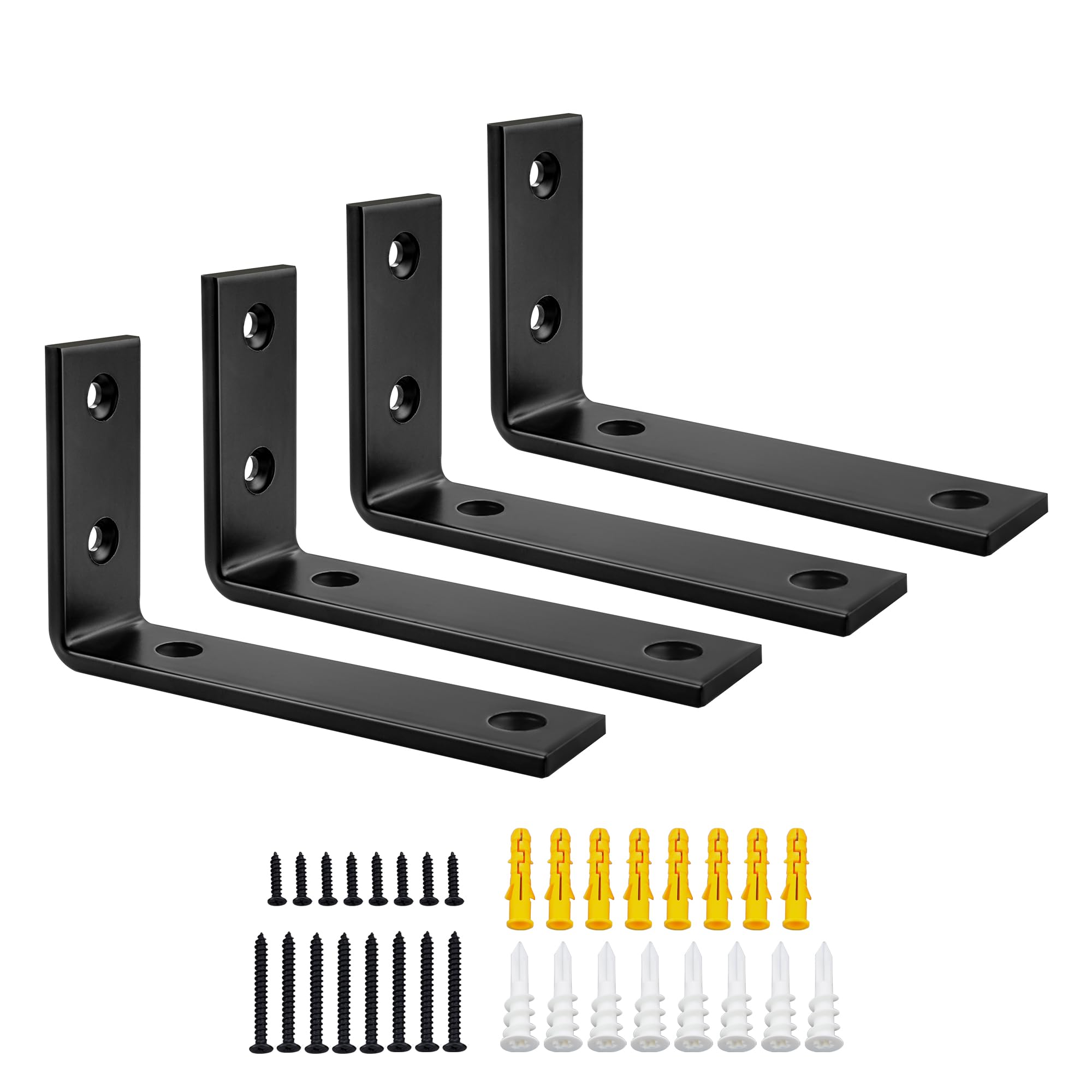 SAYAYO Black Shelf Brackets Heavy Duty 5MM Thick Angle Bracket Metal L Brackets for Shelves Wooden Shelf Bracket & Supports Wall Hanging Corner Brace