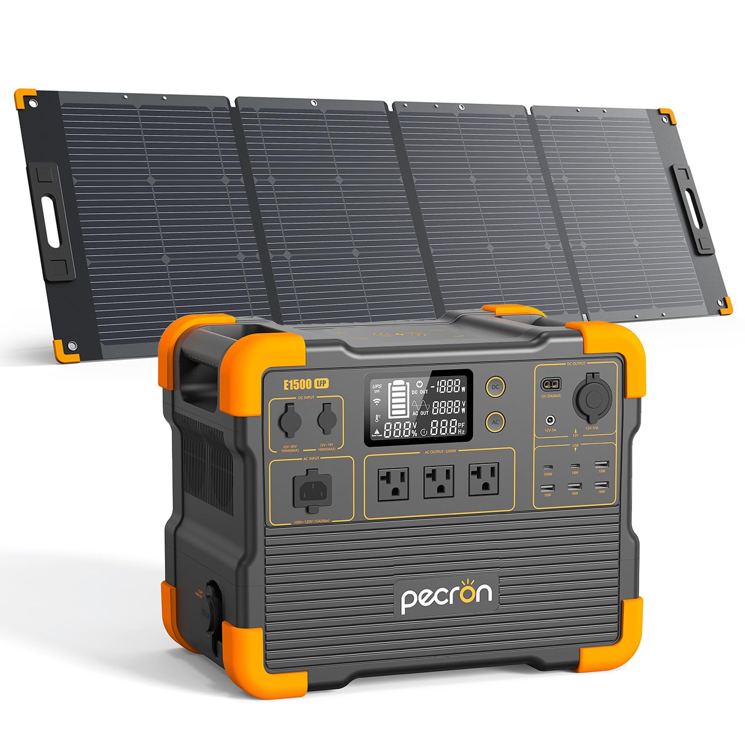 pecron E1500LFP 2200W Solar Generator with 200W Panel Included Portable Power Station with 200W Solar Panel