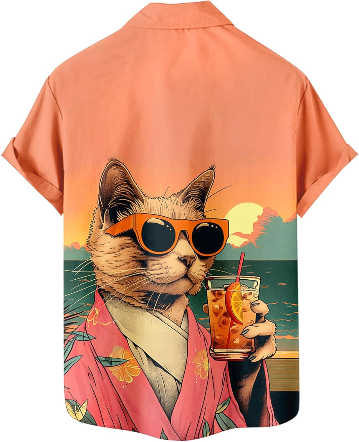 Men's Hawaiian Shirt,Ocean Print Shirt, Funny Short Sleeve Button Down,Regular Fit - Image 4