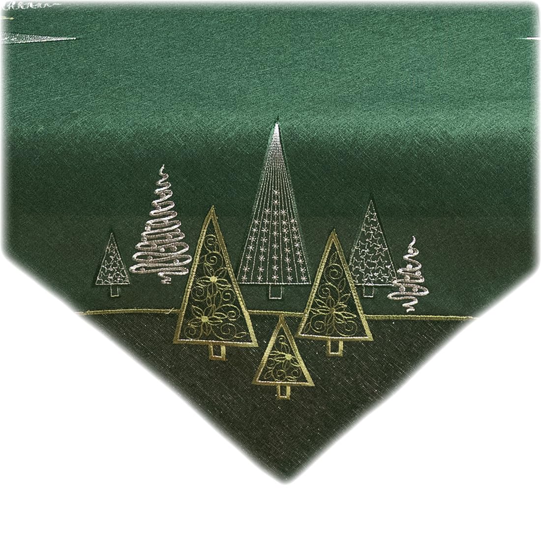 texpot Tablecloth 85 x 85 cm Dark Green Embroidery Modern Christmas Trees Christmas Tablecloth
