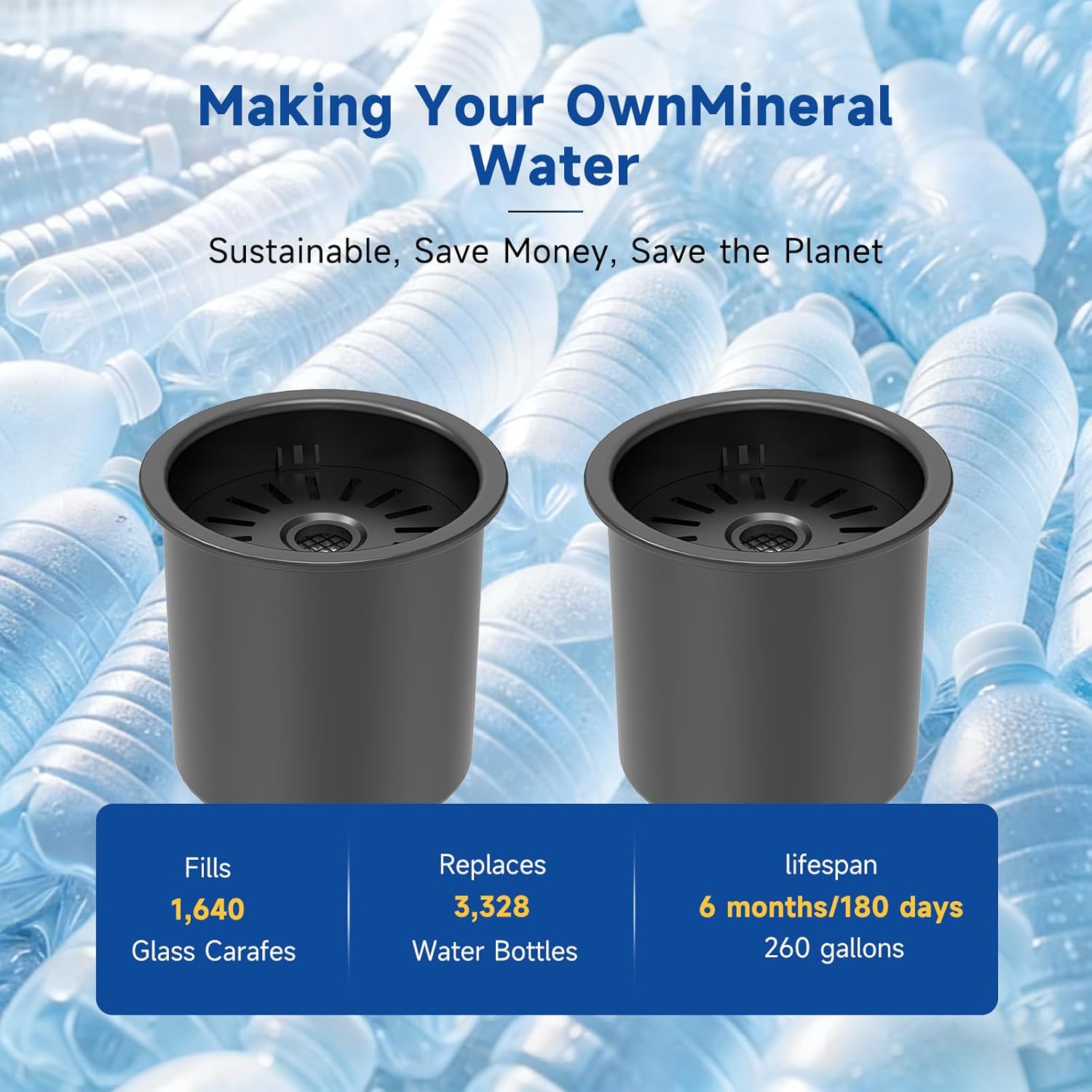 ROPOT-LITE Mineral Filter Set Compatible with Bluevua RO100ROPOT-Lite and RO100ROPOT-Lite(UV) Alkaline Remineralization Filters (4 Pack）