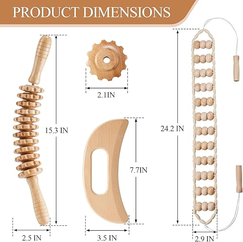 Miniatura 6 de 3 herramientas de masaje de terapia de madera, masajeador de drenaje linfático, masajeador de madera, herramientas de escultura corporal para