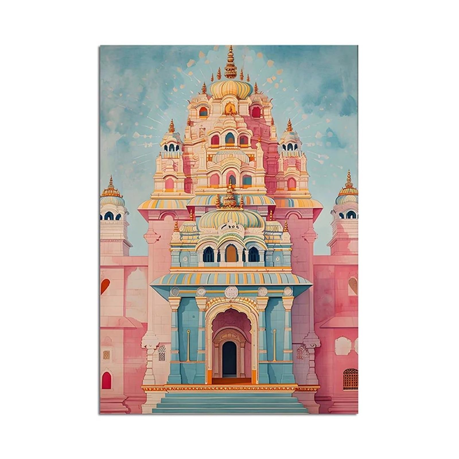 Poster Santorin Grèce pour salon : affiche paysage coloré 40x50cm