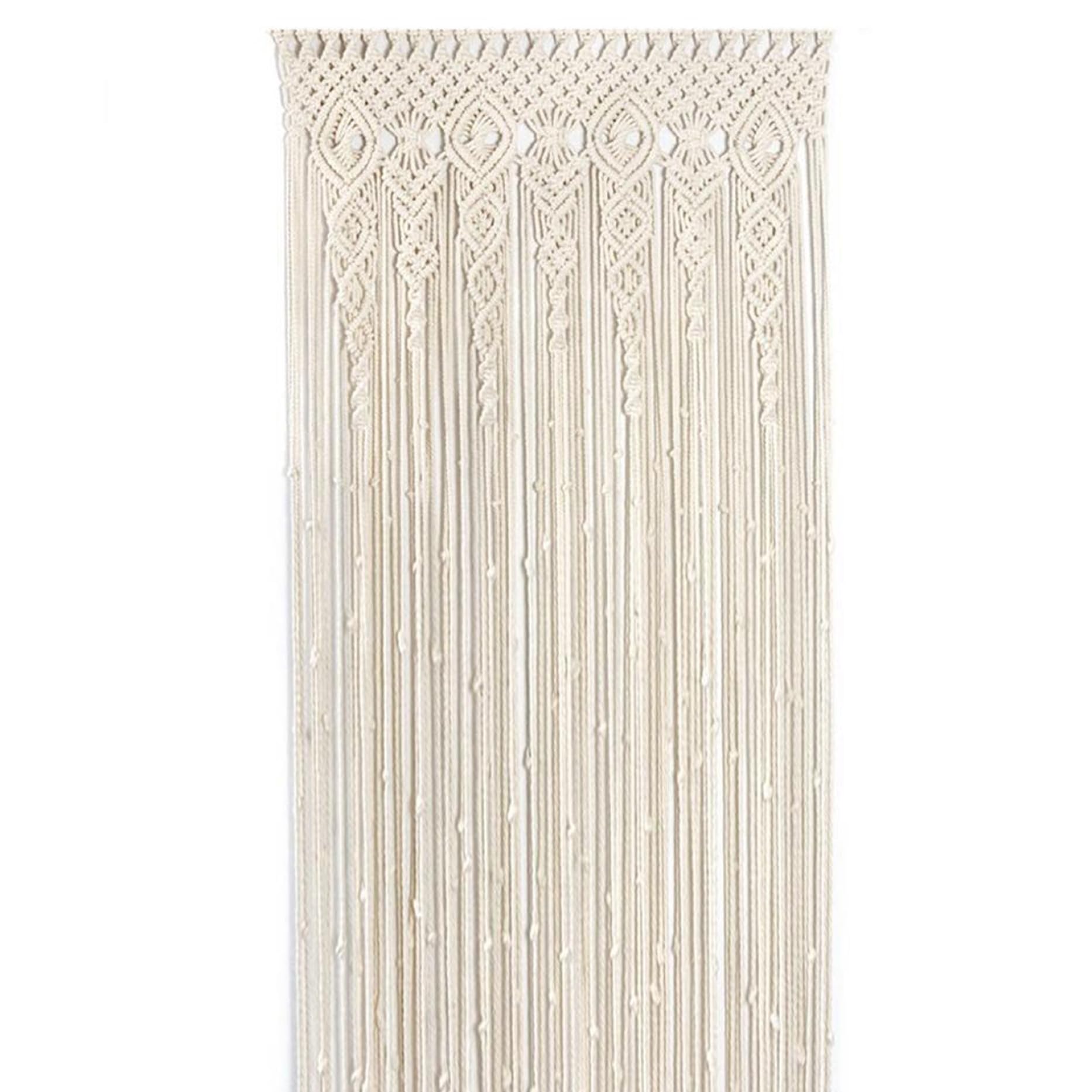 Rideaux boho macramé coton suspendu pour séparation pièce et fenêtre