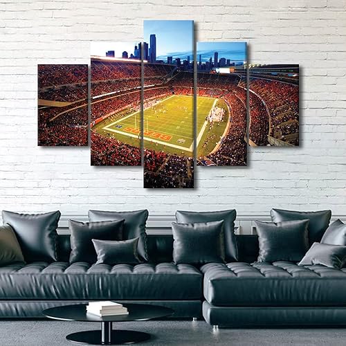 Vista 186 de Cuadros de estadios deportivos de fútbol americano de Minnesota, cuadros de vikingos, 5 paneles, lienzo para pared, arte de pared del estadio