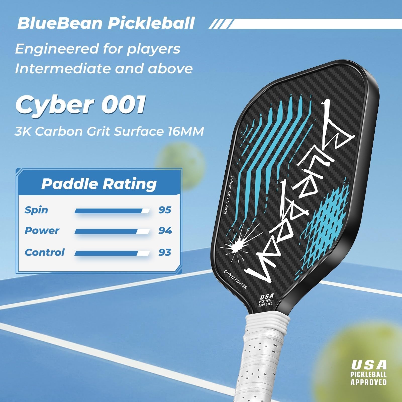 Pickleball Paddles,Carbon Fiber Pickleball Paddle with USAPA