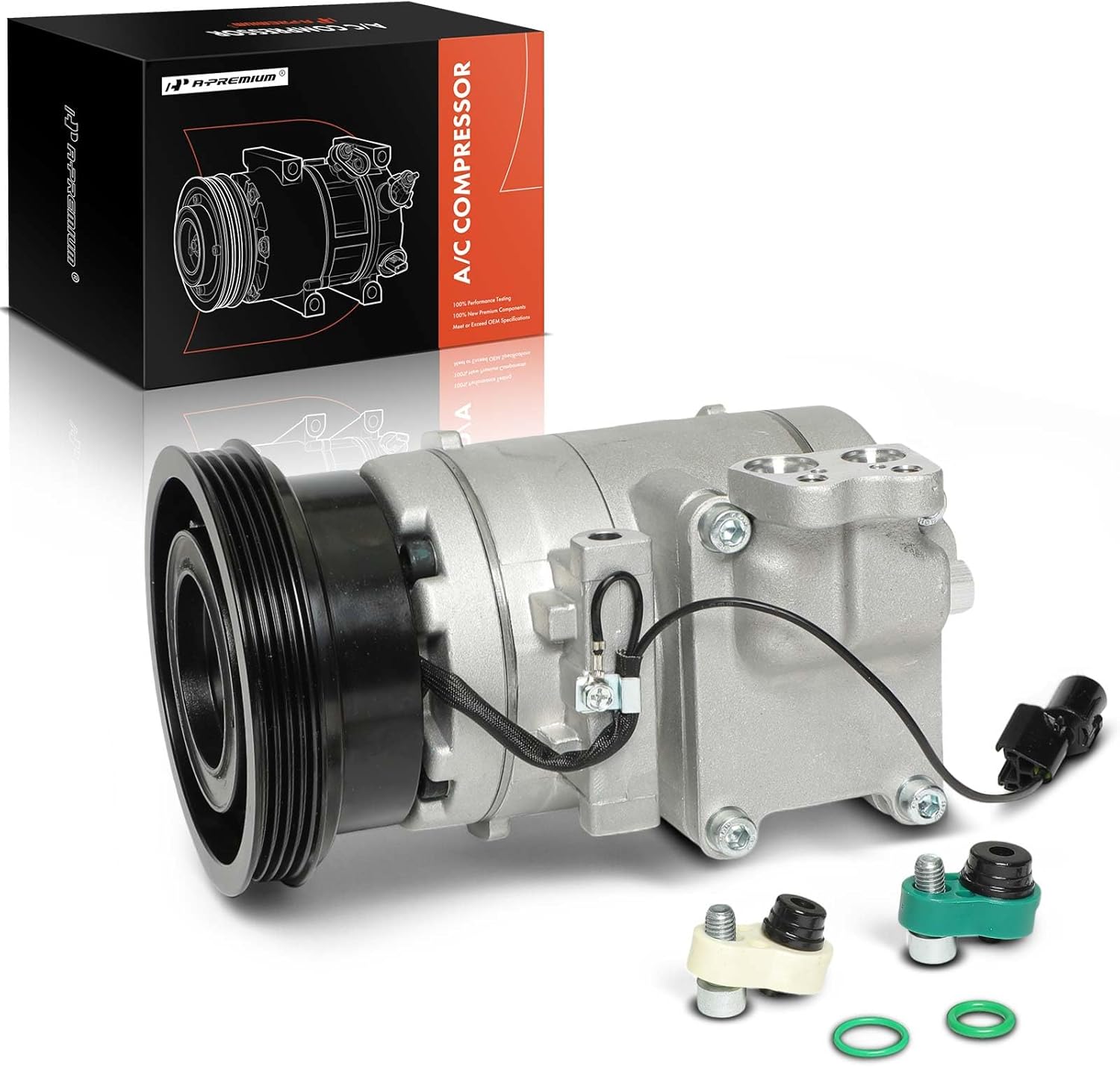 A-Premium A/C Compressor with Clutch Compatible with Hyundai Accent 1.5L 2000-2002, HS15 Style