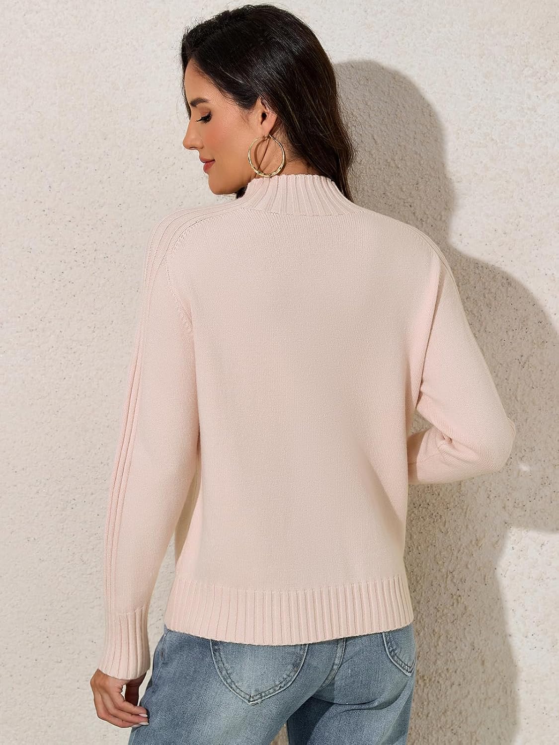Les umes Womens Turtleneck Sweaters Long Sleeve Loose Pullover Sweater Casual Knit Tops