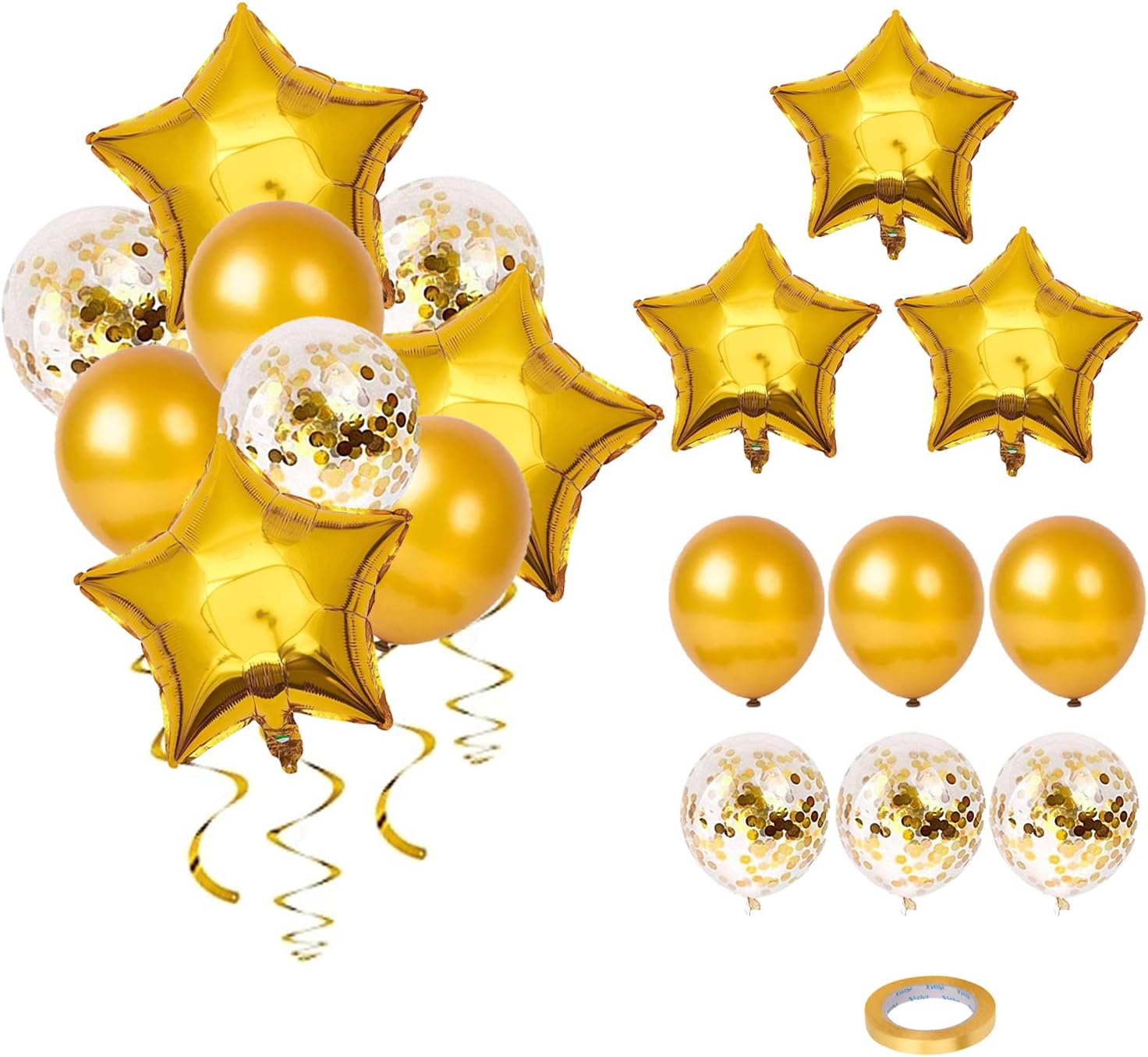 Rozi Decoration Star Shaped Metalic Latex Confetti Foil Balloon Green Theme Set of 10 Pcs for Decoration for Birthday, Festival, Festive Occasion, Wedding, Party for Home, Patio, Lawn, Restaurants