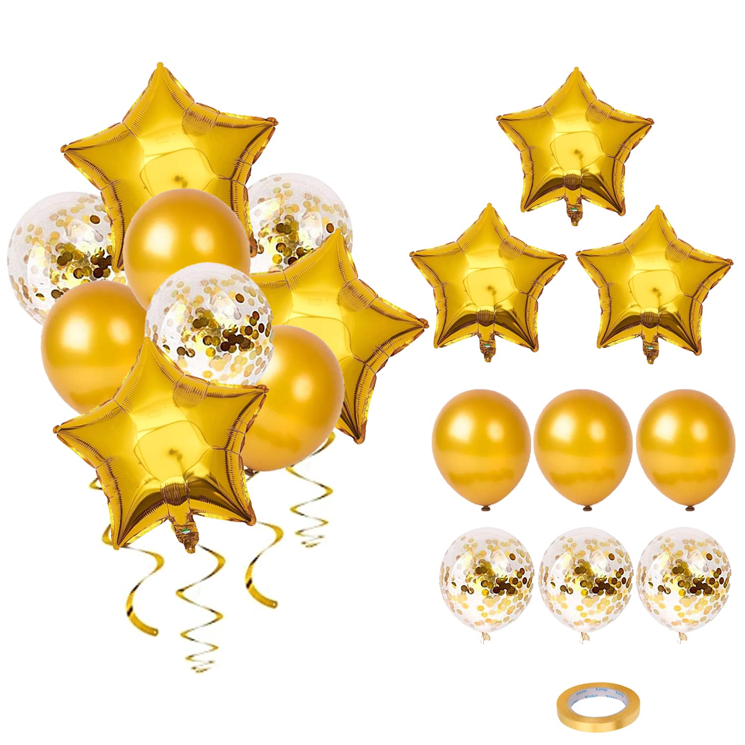 Star Shaped Metalic Latex Confetti Foil Balloon Green Theme Set of 10 Pcs for Decoration for Birthday, Festival, Festive Occasion, Wedding, Party for Home, Patio, Lawn, Restaurants