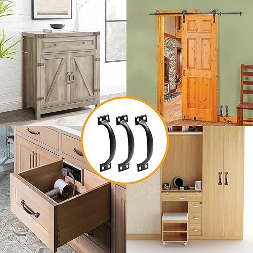 Miniatura 7 de 10 manijas de puerta de metal de 5.5 pulgadas, manijas de puerta grandes, manijas de puerta de granero vintage para muebles, armarios, cocina,