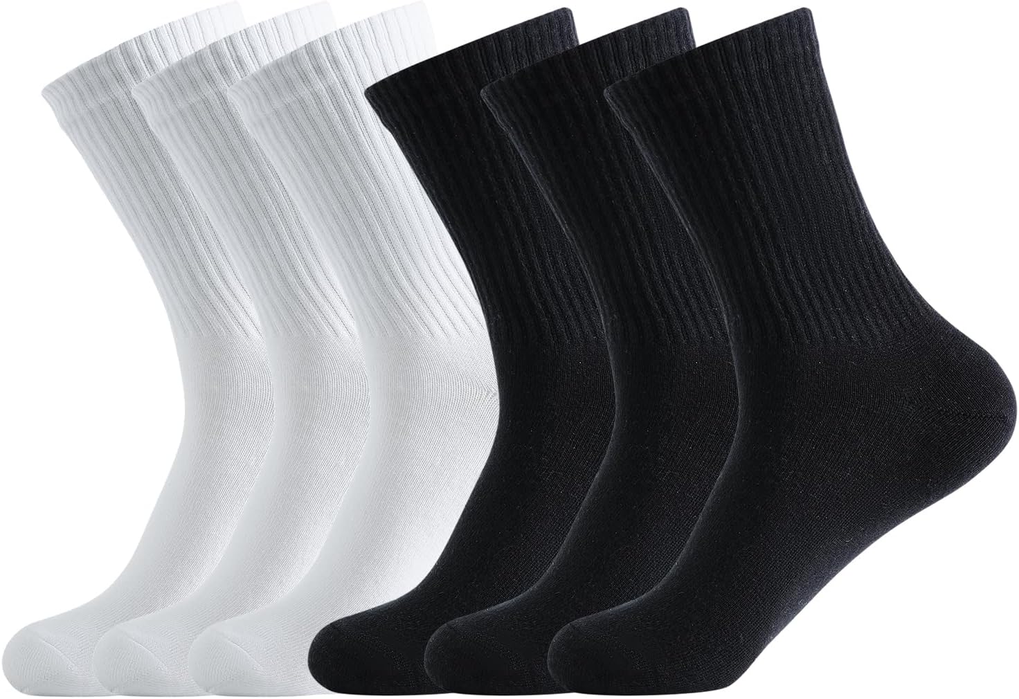 Women's Organic Cotton Crew Socks, Soft & Breathable Casual Calf Socks, 6 Pairs