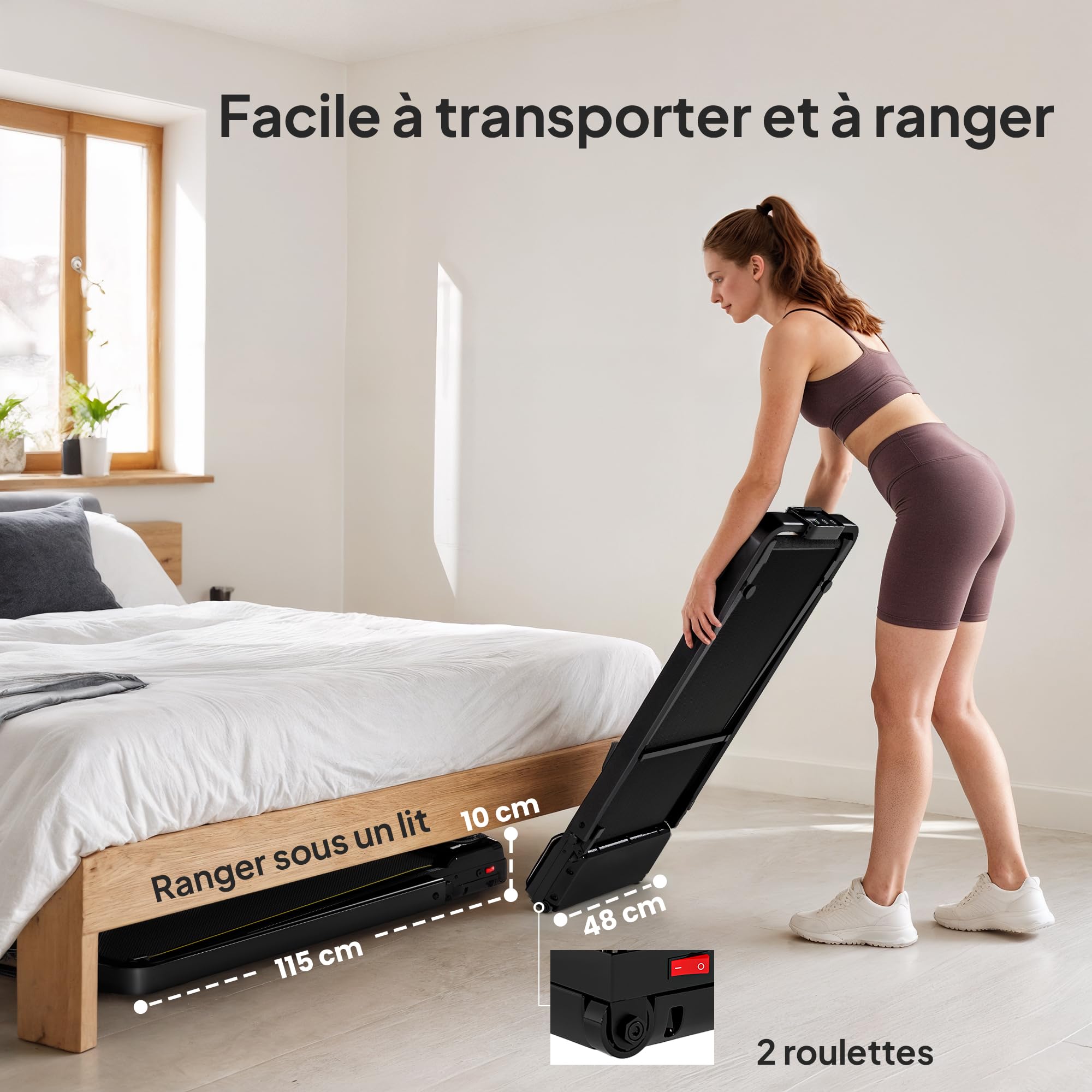 SPORTNOW Pedana pieghevole 2-in-1 inclinazione 10% 1-6 km/h 2,0 HP nero | Pedana camminata con telecomando e LED, tapis roulant compatto da scrivania per casa e ufficio.