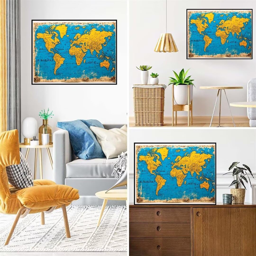 5D Diamond Painting Weltkarte Diamant Painting Bilder, Diamond Painting Kinder AnfäNger, Diamond Painting Basteln Mädchen, Wohnzimmer und Schlafzimmer Wanddeko, Weihnachten Geschenke 100x150cm P-5028