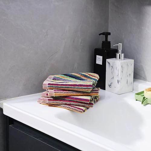 Miniatura 7 de Oeleky Paños de cocina para lavar platos, trapos de cocina ultra absorbentes, paños de limpieza de algodón, paquete de 8, 12 x 12 pulgadas (Multi-1,