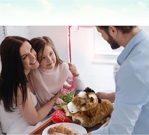 Miniatura 6 de DolliBu I Love You - Caballo marrón de peluche de San Valentín - Lindo animal de peluche suave con corazón rojo, regalo para el día de San Valentín,