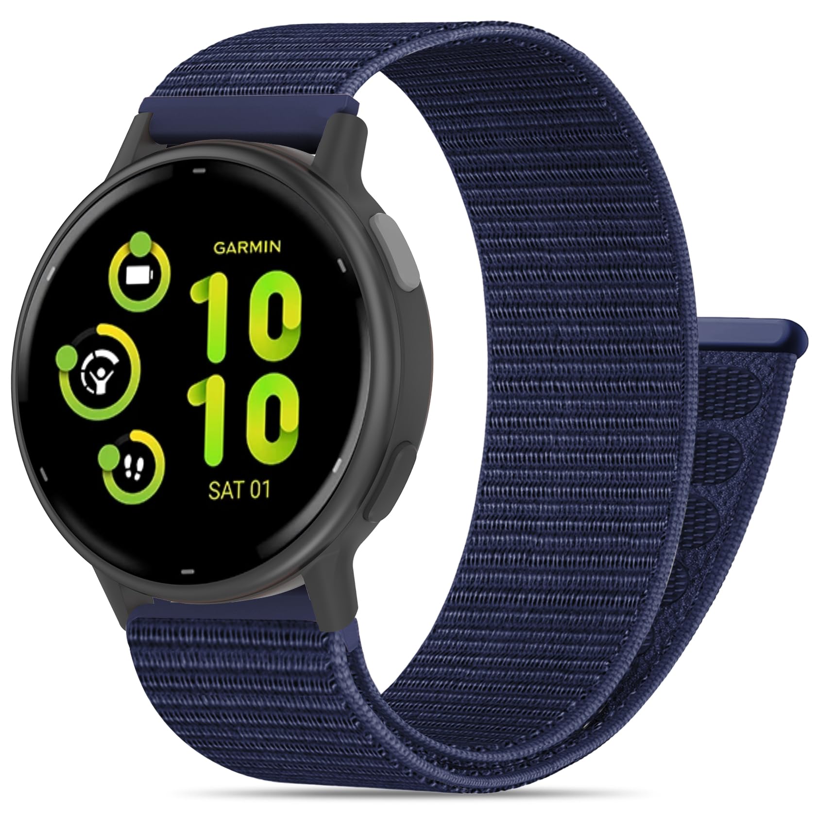 20mm Nylon Hook and Loop Band Compatible with Garmin Vivoactive 5/ Vivoactive 6/ Vivoactive 3, Soft Breathable Sport Strap for Forerunner 645/55/165/165 Music/158/245/245M Music Women Men