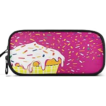 Caikeny Pencil Case Yellow Pink Ice Cream Drip Pen Bag Large Capacity Pencil Box Pen Pouch with Zipper Cosmetic Organizer for Kids Teens Adults